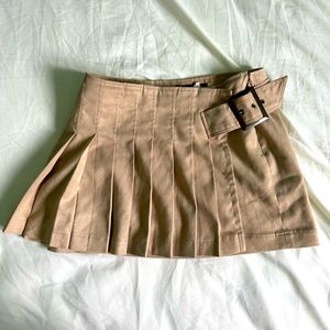 Suede pleated microskirt